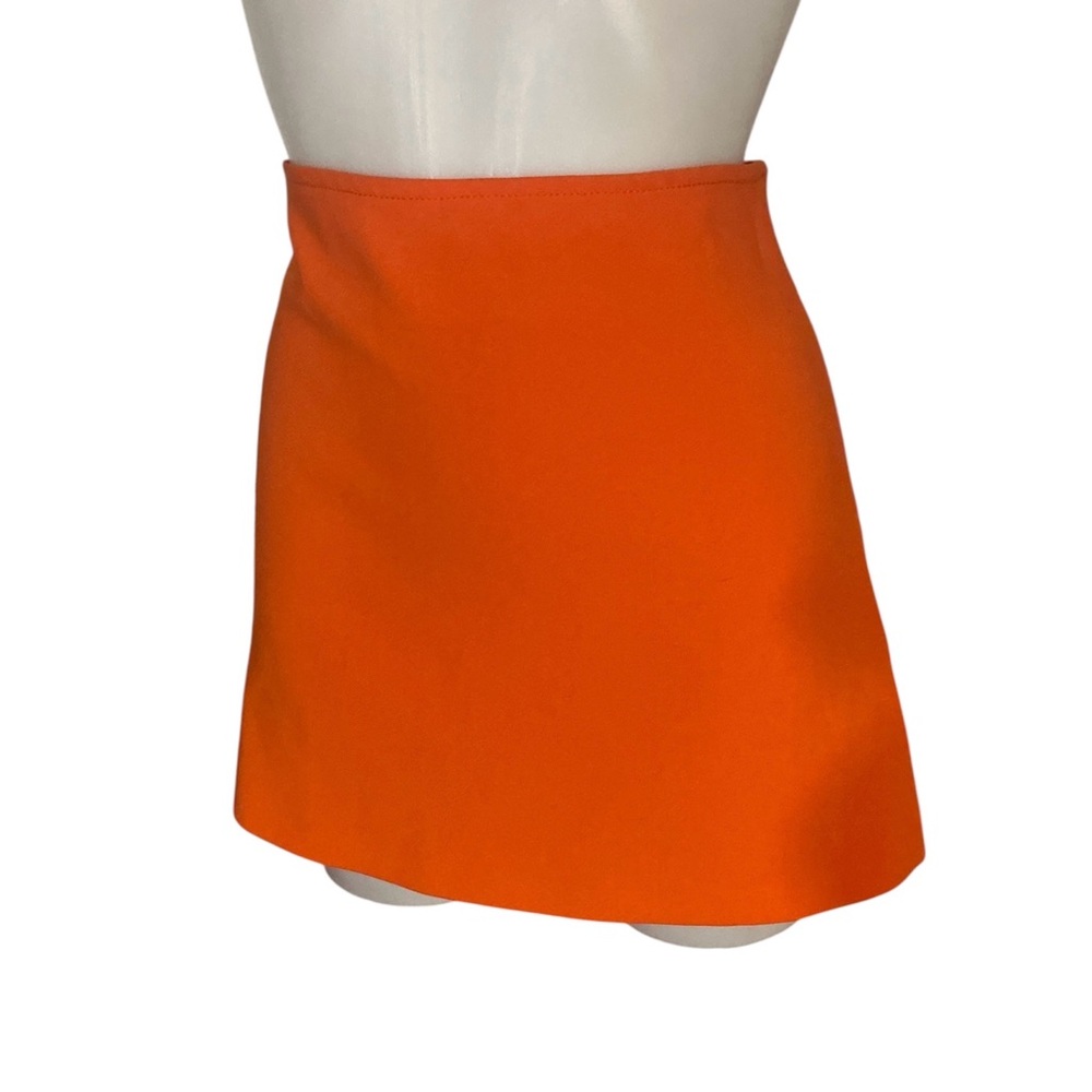 Zara Vibrant Orange A Line Side Zip Mini Skirt Large